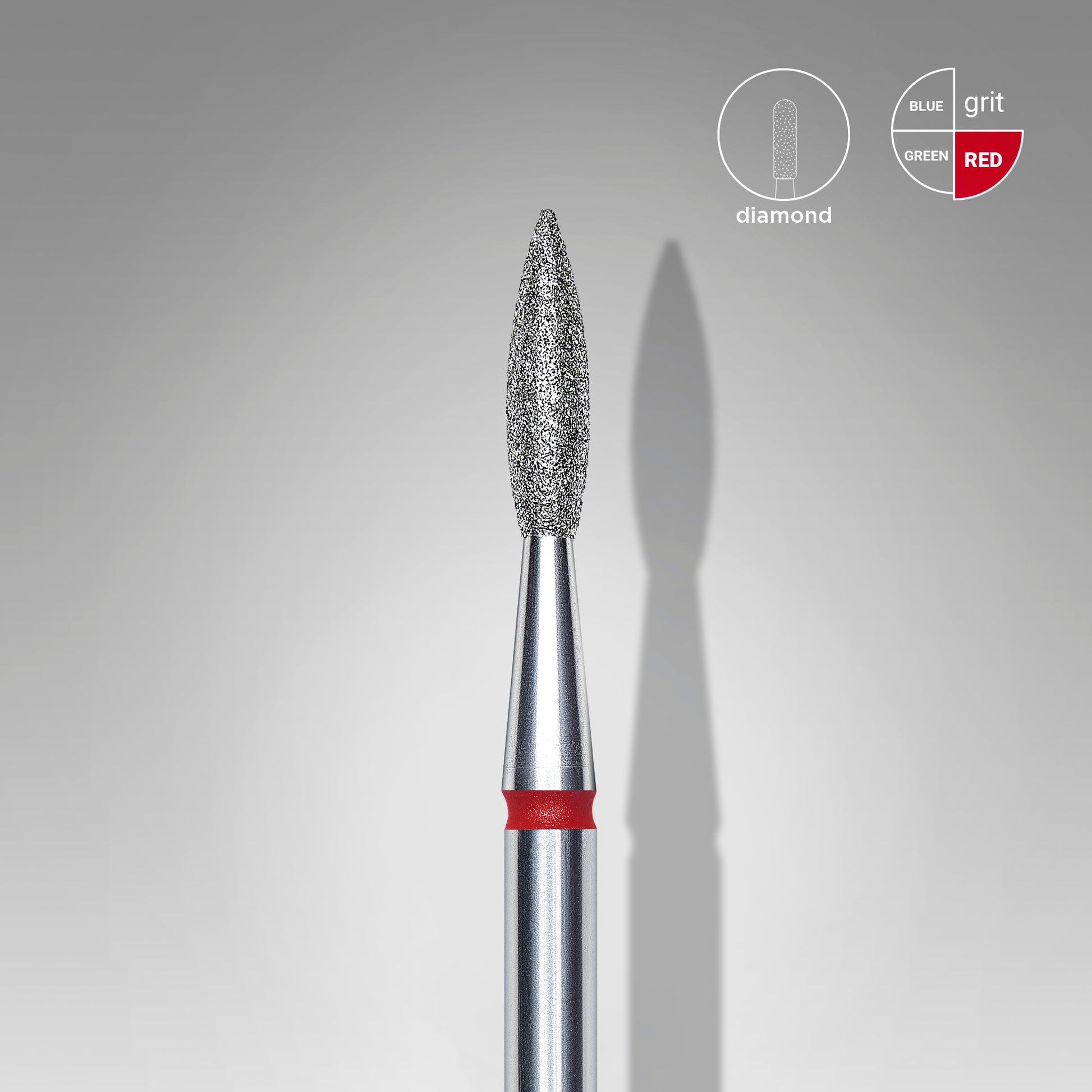 Bit/ Capat Freza Diamantat Flacara Rosie cu varf ascutit  2.1/8mm STALEKS