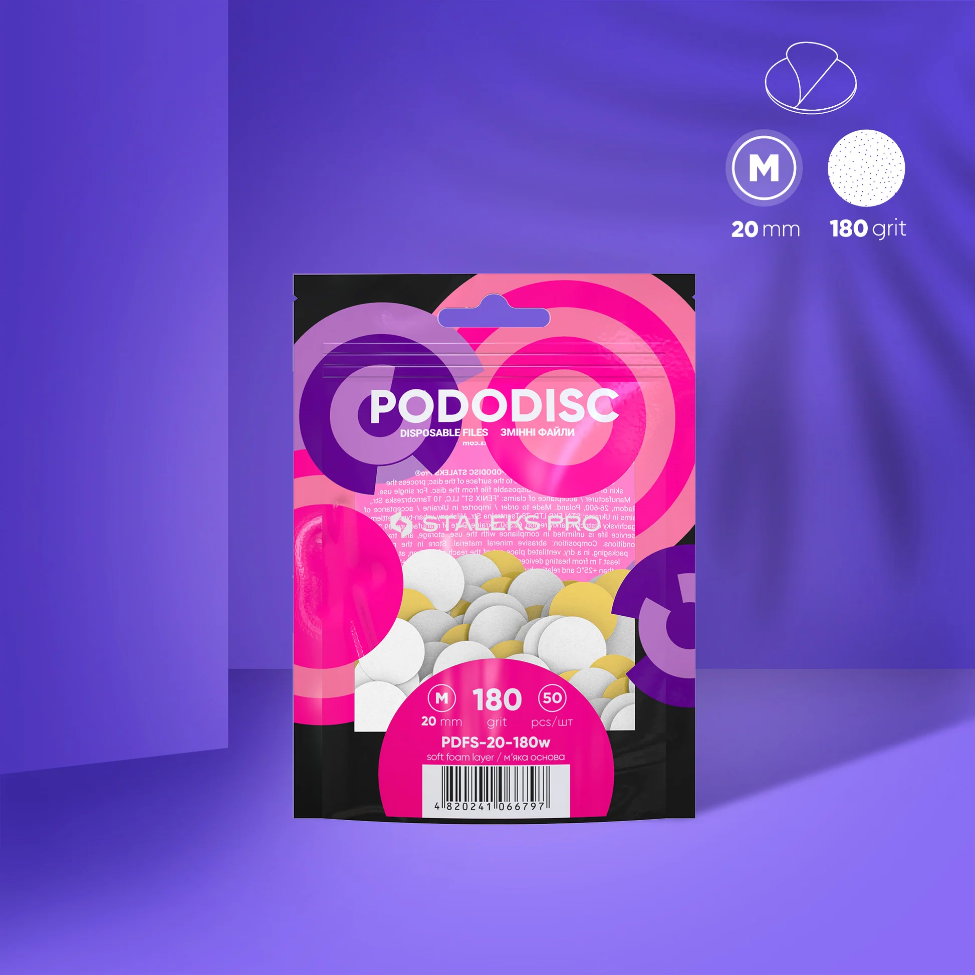 Set 50 rezerve Pododisc pe baza moale STALEKS PRO M, PDFS-20-180W